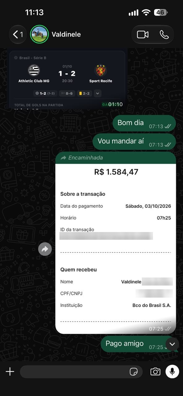 Print de conversa no WhatsApp